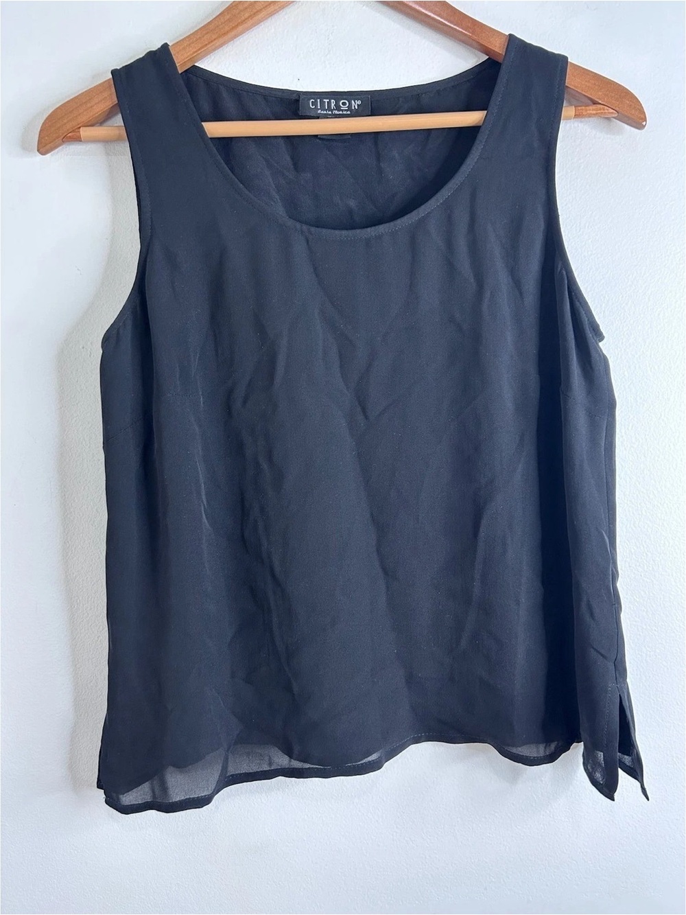 Citron Black Sleeveless Chiffon Layered Camisole